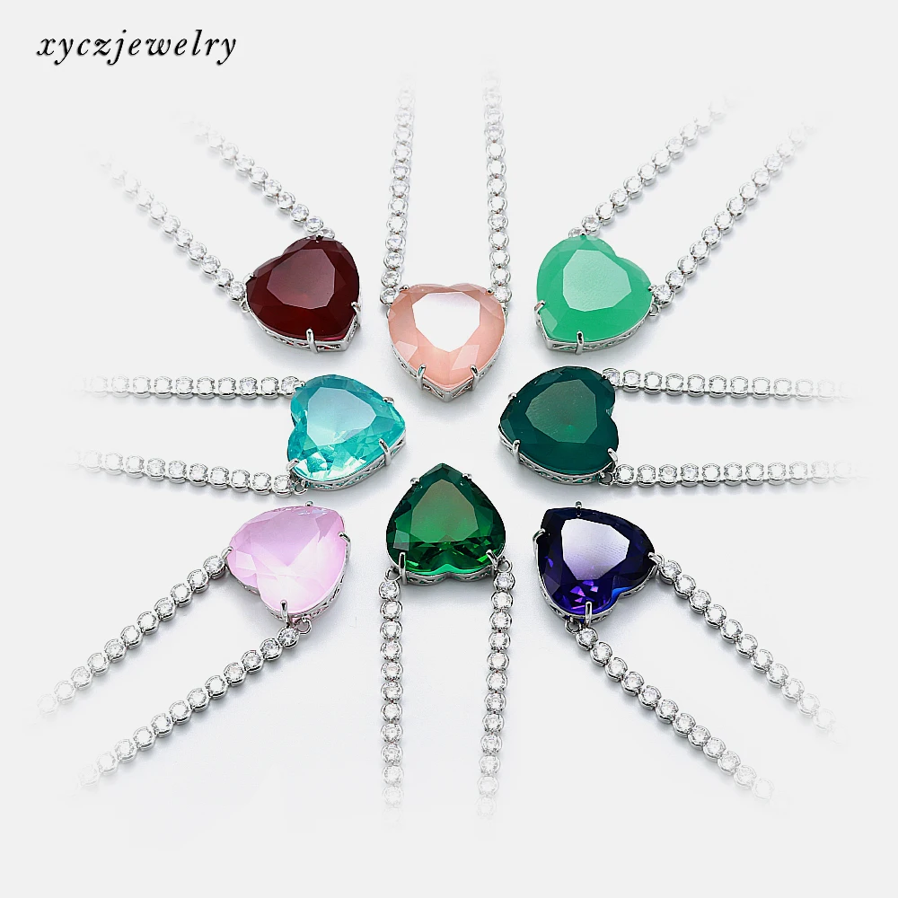 

Colorful Glass Heart Pendant Necklace Fashion Jewelry 18K Gold Plated Heart Necklace, Picture