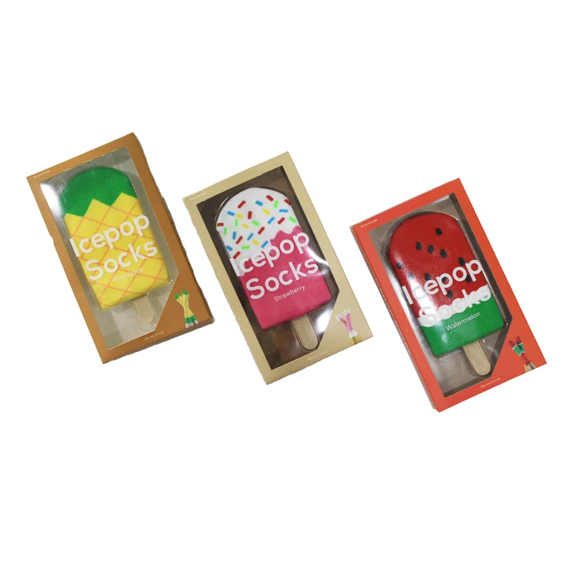 

Cute fruit icepop pattern custom cotton happy socks package, Customized color