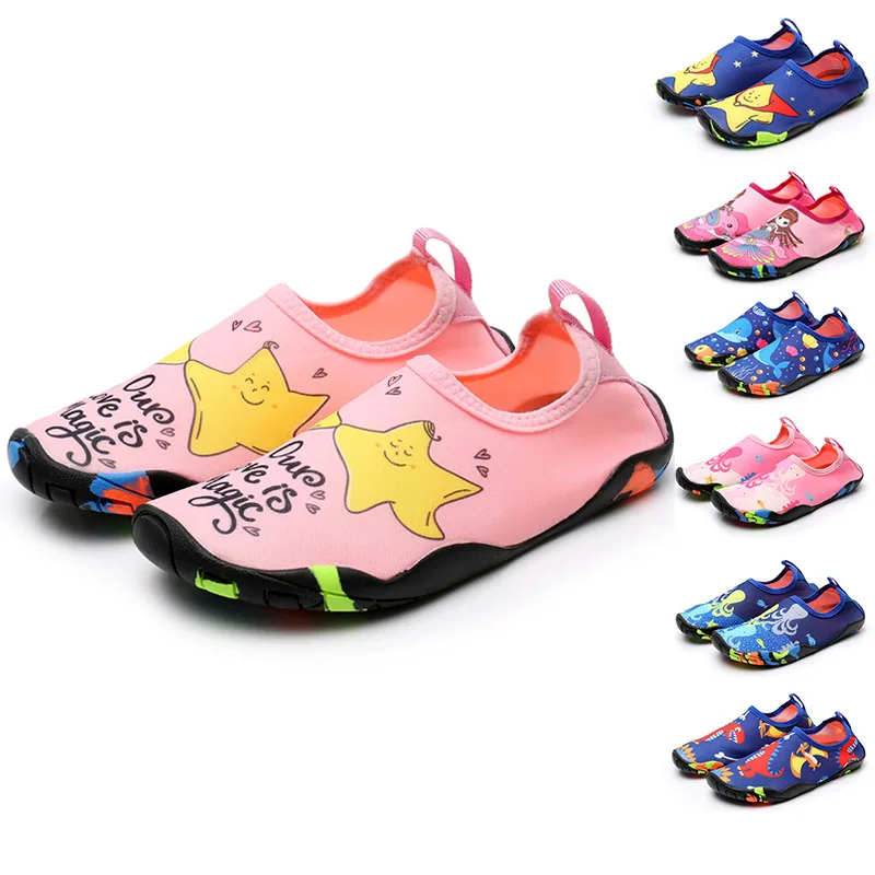 

SP102 Wholesale custom cartoon outdoor water shoes for kids quick dry non-slip beach socks home bare foot floor socks soft shoes, Multi-colors
