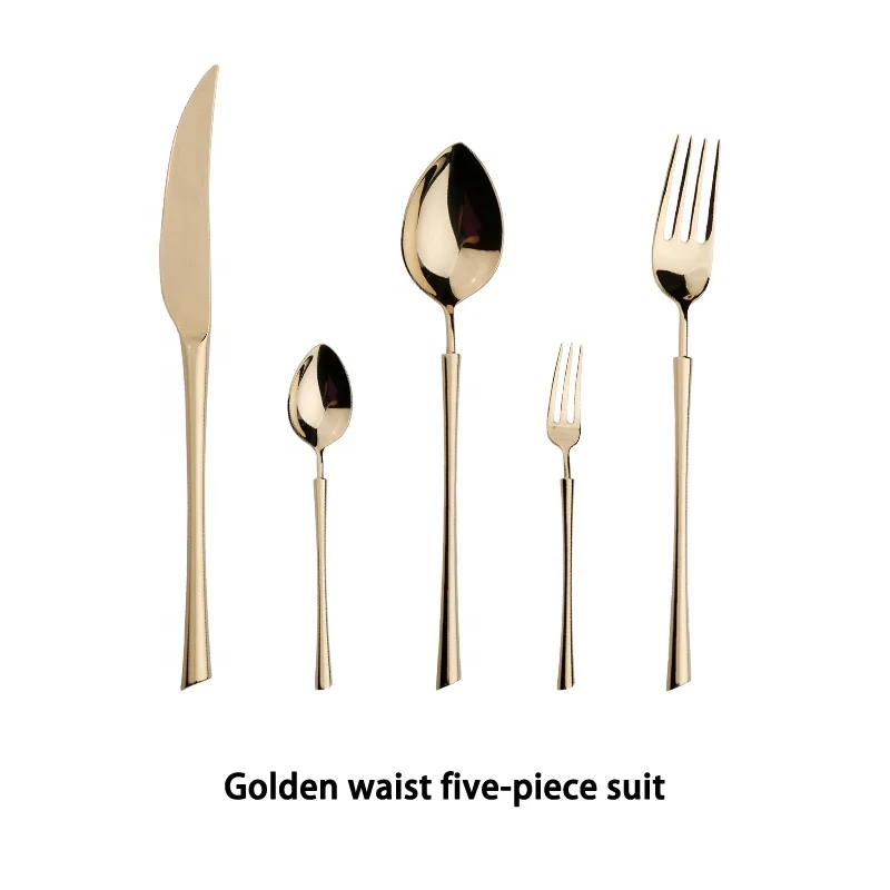 

Golden 304 Stainless Steel Cutlery Set Steak Western Tableware Set Three-piece Household High-end European Spoon Fork Set