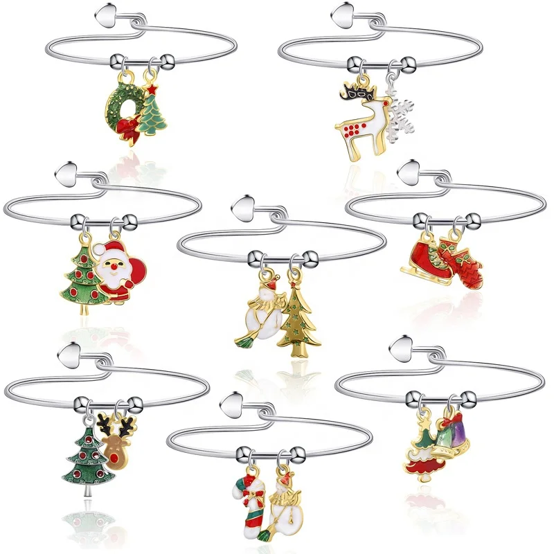 

New Christmas Bangle Bracelet, Santa Candy Colored Christmas Holiday Jewelry Gifts
