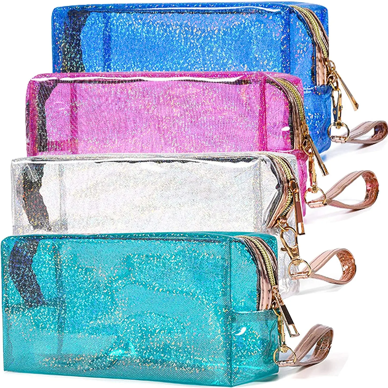 

Custom Waterproof Girls Holographic Cosmetics Pouch Clear Pvc Neon Makeup Bag