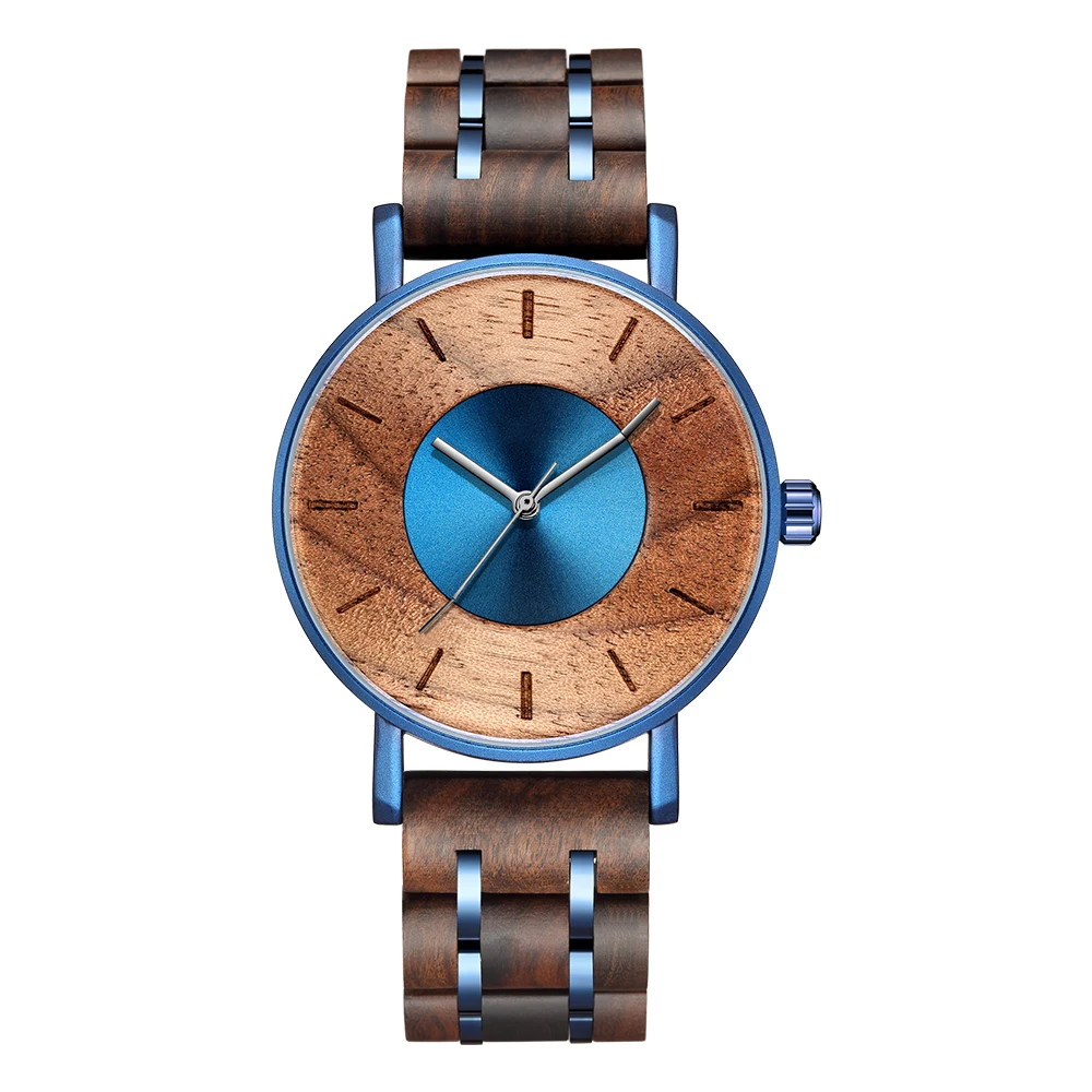 

Luxury Christmas Gifts Stainless Steel Wood Watch Men Stylish Timepieces 3ATM Waterproof Japan Quartz Wooden Wrist Watches 2021, 3 color for option