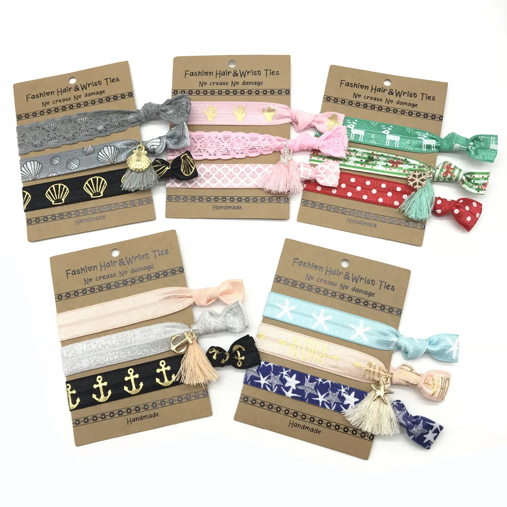 100 packs/lot Hair Ties with T