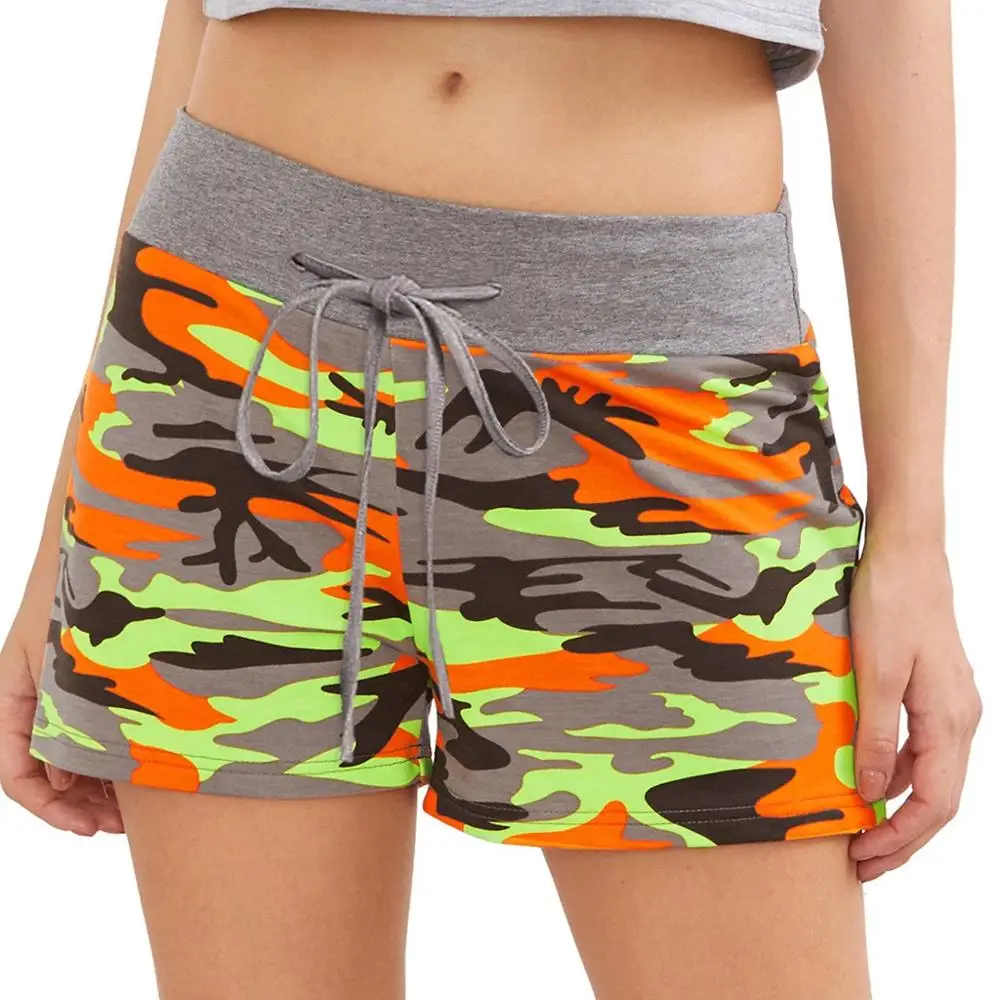 

Women Sport New Sexy Beach Shorts Summer Outdoor Ladies Camouflage Loose Casual Elastic Waist Shorts, Customized color