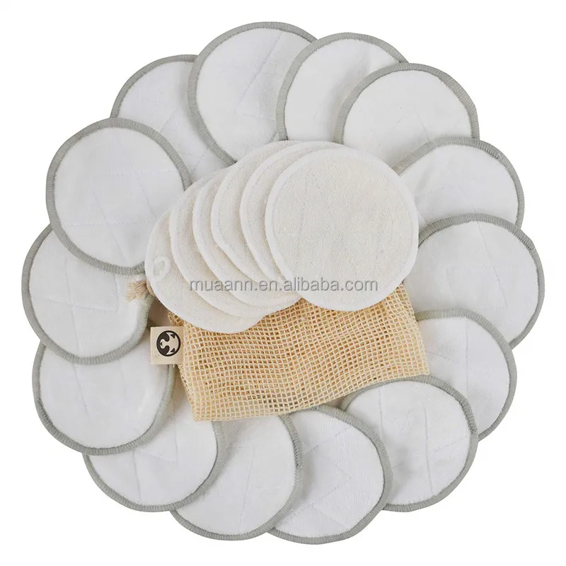 

Eco-friendly organic cotton makeup remover pad, washable and reusable makeup remover pad, bamboo fiber makeup remover pad, White