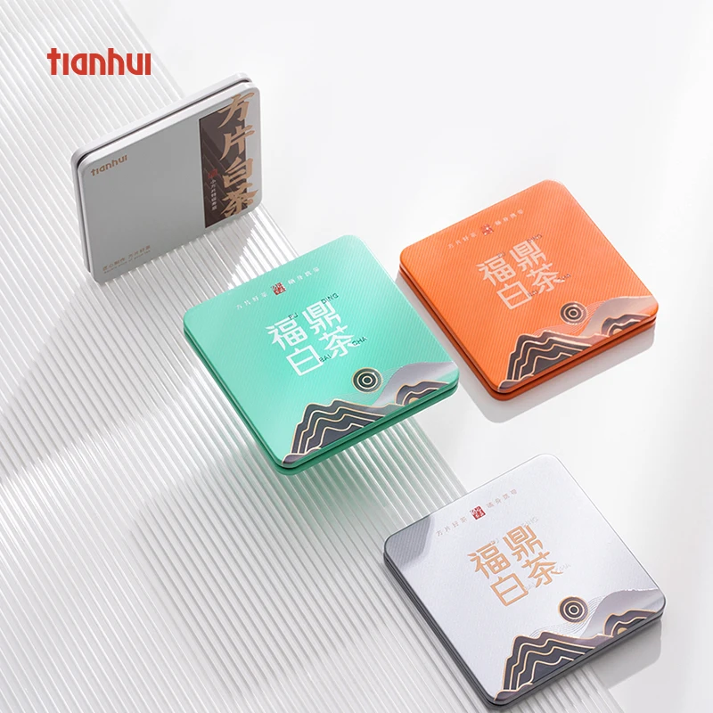 

Tianhui Food Grade Ultra Thin Metal Boxes Square Tin Case for Tea Cake