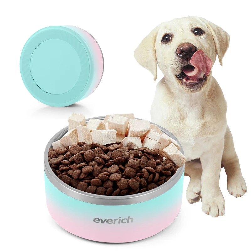 

everich hot sale pet 56oz dog bowl Double wall vacuum insulated pet food Bowls Feeder Stainless Steel food container double