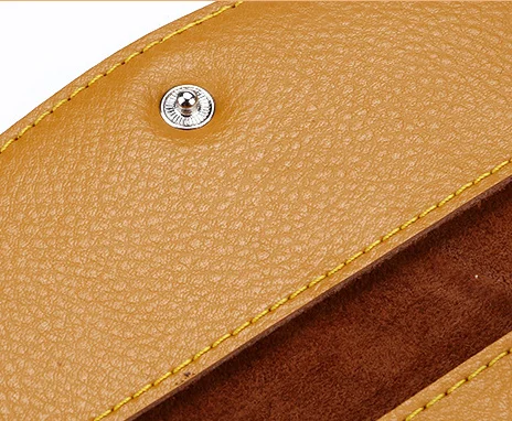 Brown color fashion ladies clutch bag magnetic button genuine leather women wallet