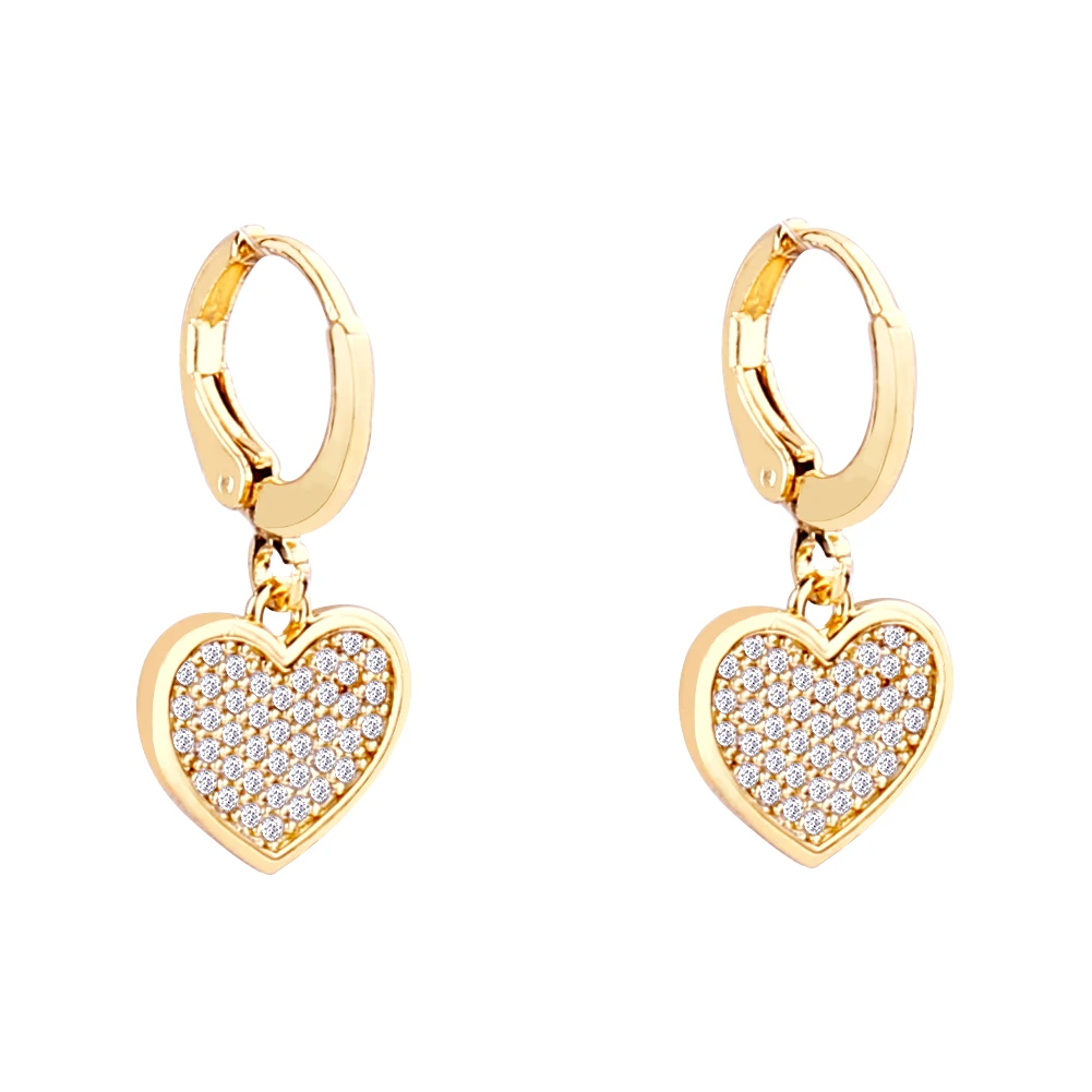 

Free Shipping Fashion Jewelry Real Gold Plated Heart Shape Zircon Earrings Women Earring for Gift Party Wholesale Items