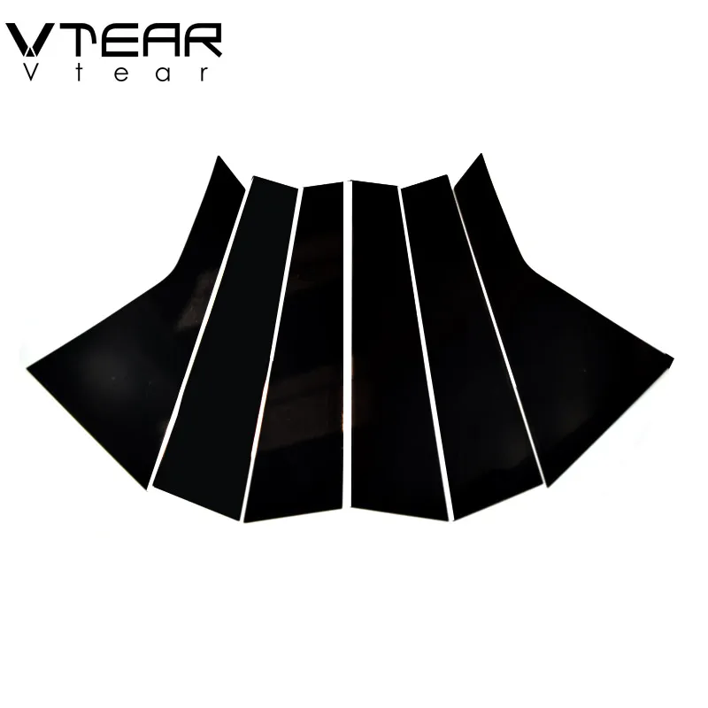 

Vtear For Cadillac CT6 Window BC pillar sticker glossy trim exterior Bright mirror decoration surface cover accessories styling, Black