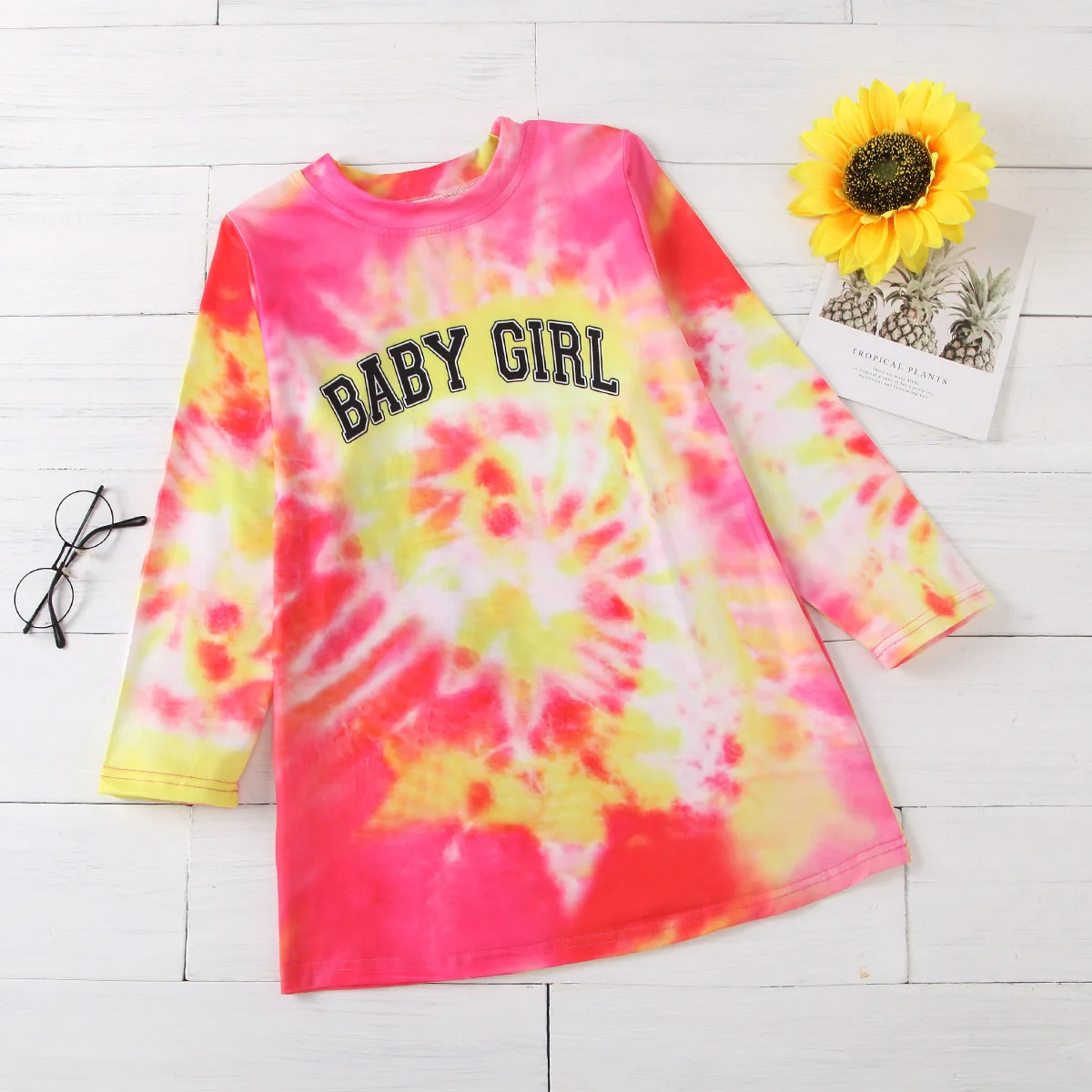 

Wholesale Colorful Tie-dye Letter Printing Girls Long Sleeve Sweatshirt