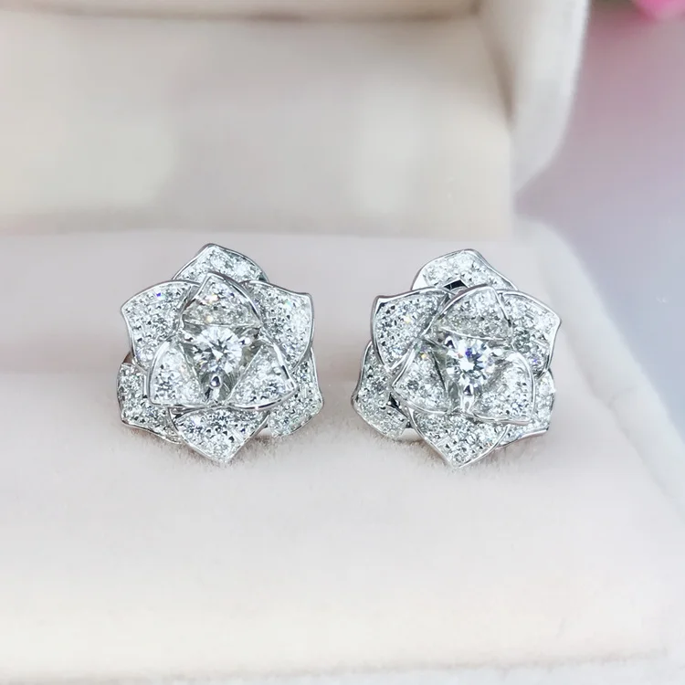 

Fashion Jewelry KYED0341 Flower shape 3A Zircon Earrings for Women