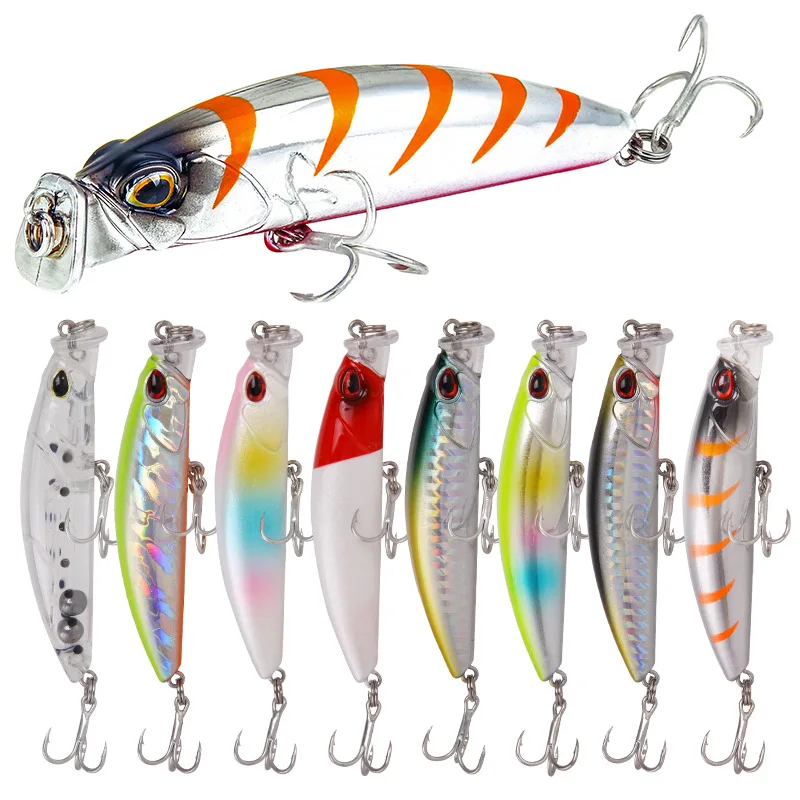 

Wholesale  Minnow Lure Hard Plastic Wobbler Fishing Bait Fising, 8 colors