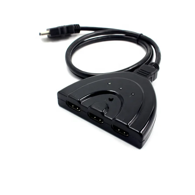 

Mini 1080P 3D Switcher 3x1 Auto Switch 3-In 1-Out Pigtail Converter 1 in 3 out Cable3 Port HDMI Splitter, Black