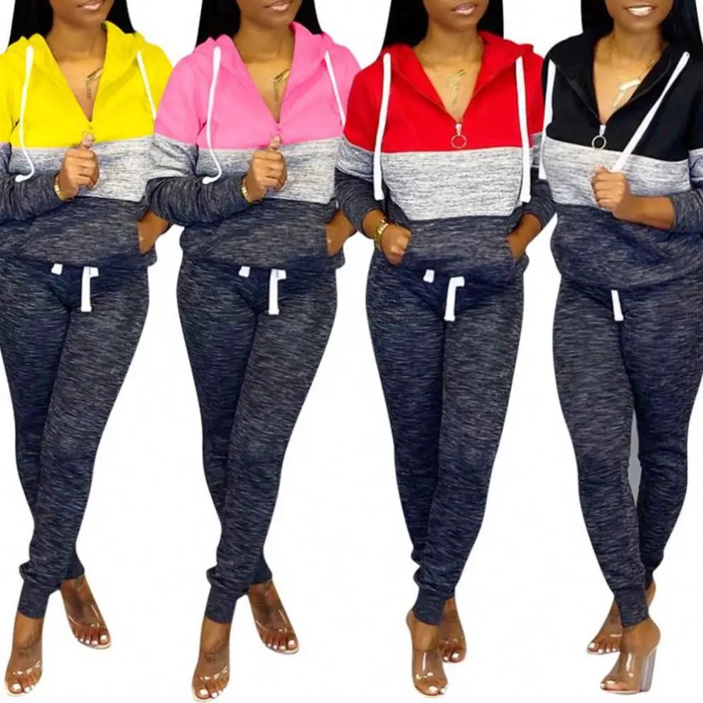 

2020 High Quality Long Sleeves Sportswear Matching Two Piece Hoodie Set