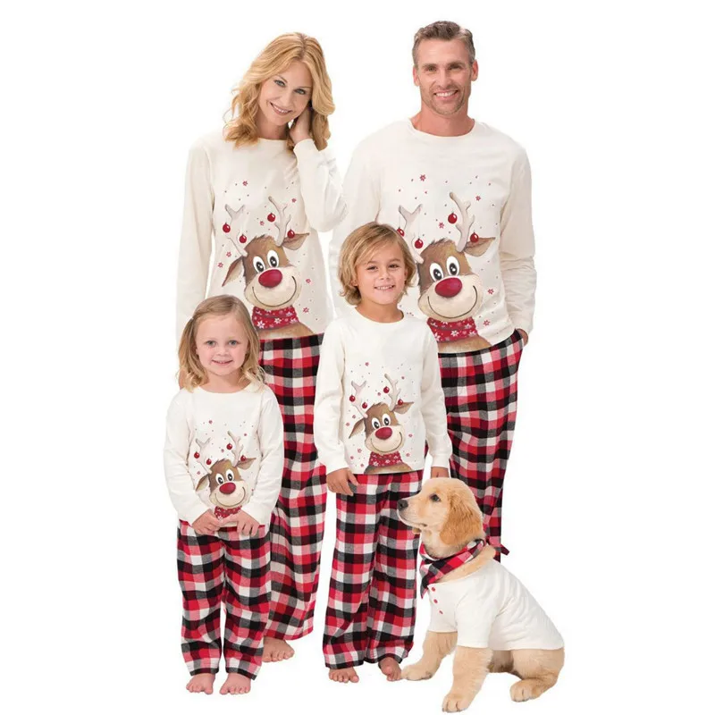 

2020 Hot Selling Family Matching Christmas Pajamas Boys Girls Deer Sleepwear Kids PJs Men Women 2 Pieces Pants Set