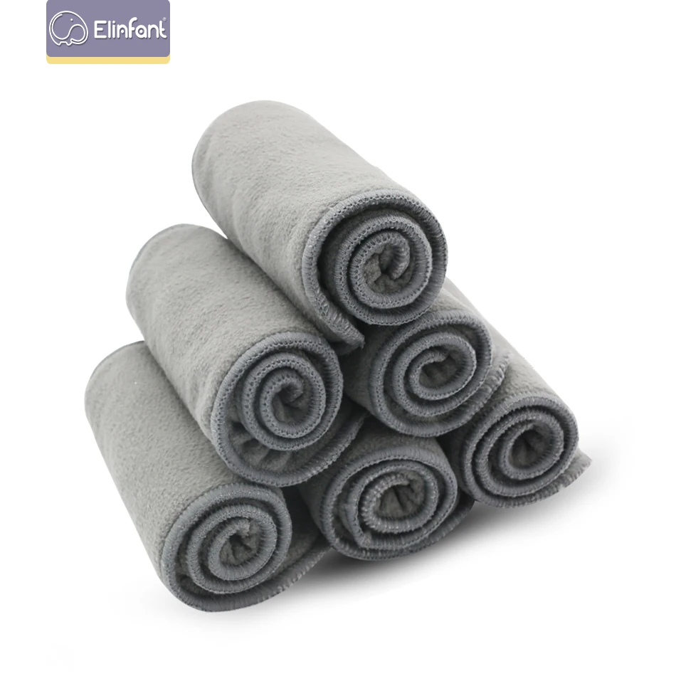 

Elinfant 2+2 Bamboo Charcoal Baby Cloth Diaper Elastic Inserts for Baby Nappies Reusable Washable Cloth Diaper Insert
