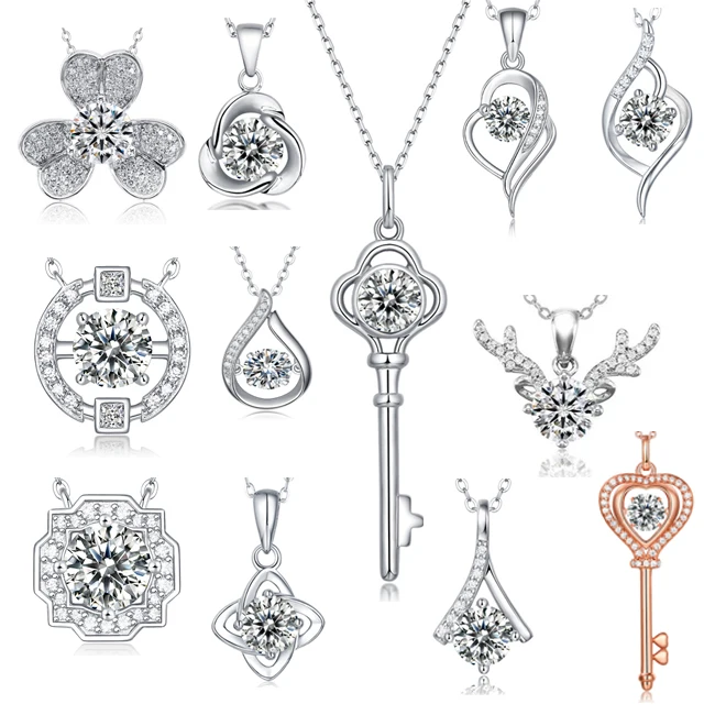 

RINNTIN SMN Custom Moissanite Diamond Jewelry Necklaces Wholesale 925 Sterling Silver Chain Moissanite Pendant Necklace Women