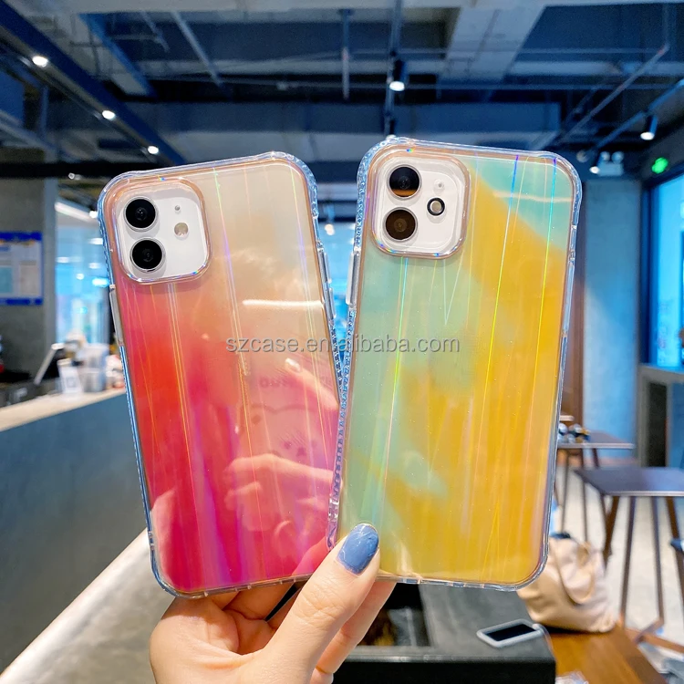 

New Material Transparent Colorful Streamer IMD Phone Cases TPU Cell Mobile Phone Back Cover Case For Iphone 12 Mini