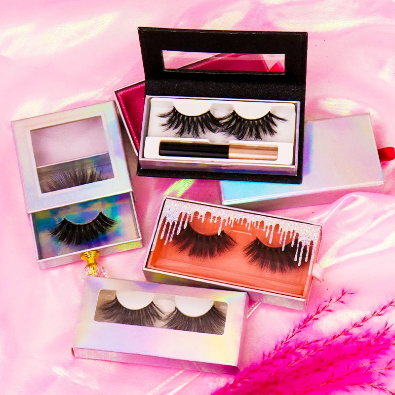 

qingdao wholesale 5d effect individual luxury eyelashes boxes faux mink lashes, Black color