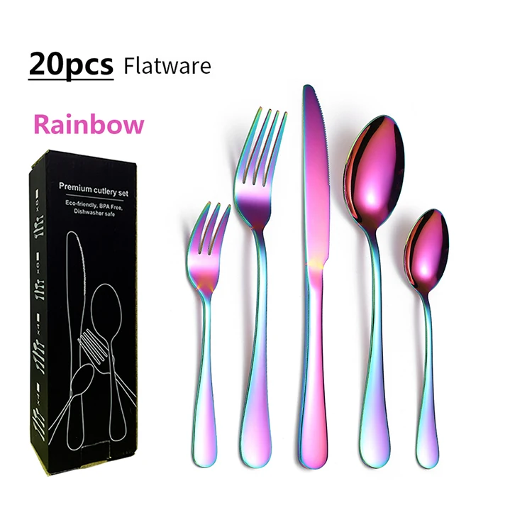 

Cheap Price Amazon Hot Sale Stainless Steel 20pcs Cutlery Set with Paper Box, Sivler/rose gold/gold /black/multi color