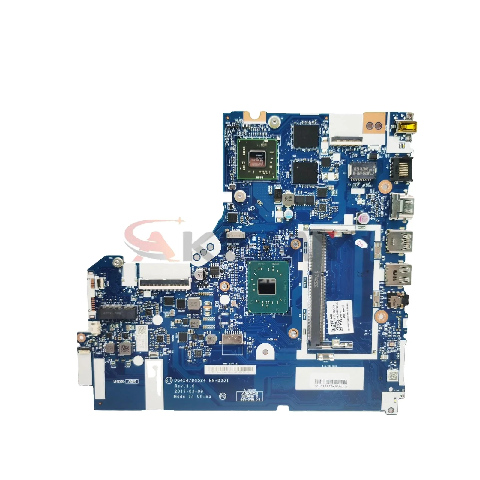 

5B20P20639 Mainboard For lenovo IdeaPad 320-15IAP Laptop Motherboard DG424 DG524 NM-B301 With N3350 N3450 216-0889018 100% Test