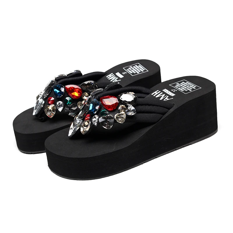 

Hot selling design flip flops manufacturers rhinestone flip flops women factory direct