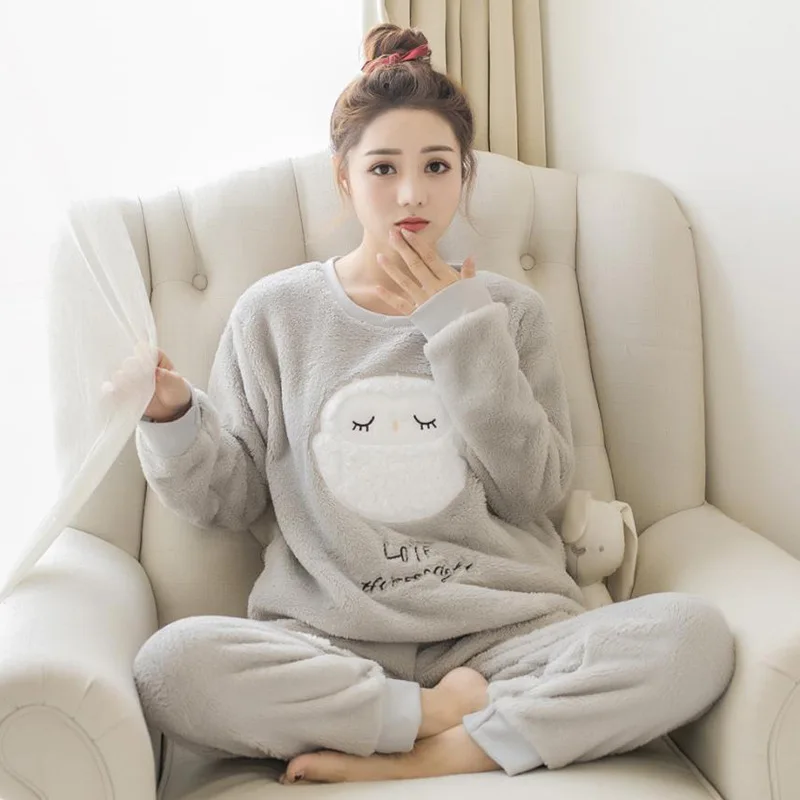 

2020 Winter Pijama De Algodon Franela Woman Pajamas Bodysuit Sleepwear For Women