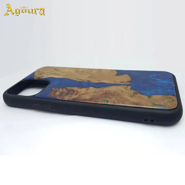 Chinese factory wholesale hot selling popular accept custom made tpu pc Epoxy Resin wood for iPhone 11 mobile phone case