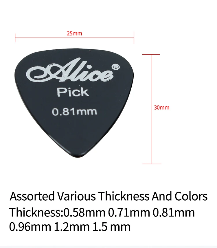 Acoustic Electric Guitar Picks Plectrum Various Colors 6 thickness 0.58/0.71/0.81/0.96/1.20/1.50 mm