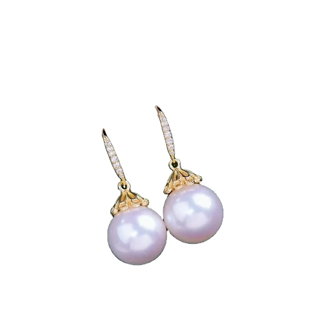 E3022 11-12mm DIY Natural Freshwater Pearl Charm Earrings Mounting Accessory 925 Sterling Silver Gold Plated  Jewelry