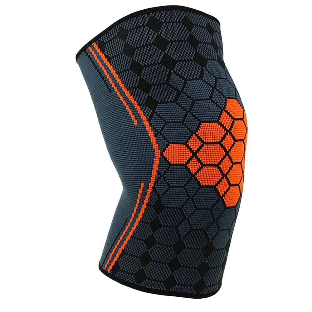 

Honeycomb pattern Jacquard nylon compression knee sleeve with silicone strip, Customized color