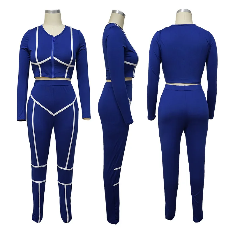 

9S4U Hot style women's casual sexy outfit solid color tight stitching Casual Sport Outfit Fall Two Piece Set for Women Clothing, Customized color