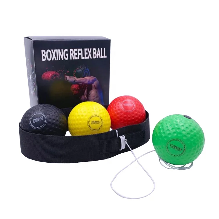 

BOXING Reflex Ball - 4 React Reflex Ball Adjustable Headband Great for Reflex MMA and Krav Mega Training, Yellow, black, red, green