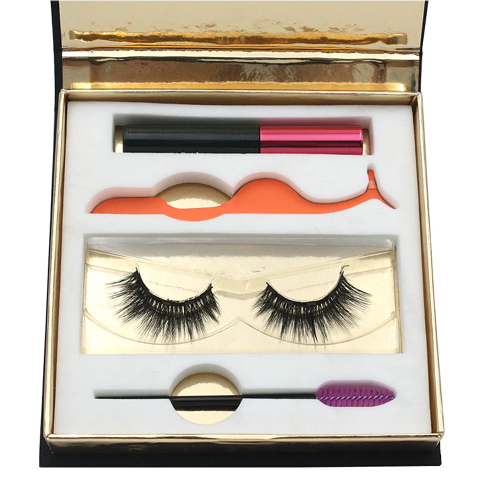 

3d mink magnetic eyelashes with eyeliner 25 mm 3d mink eyelash with magnetic box, Natural black