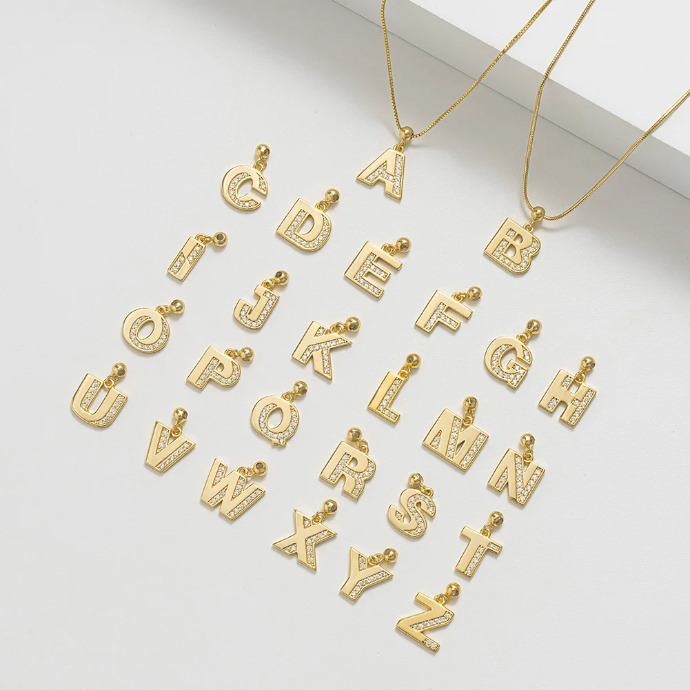 ZKC01 RINNTIN Silver 26 Letters Collections From A-Z Available Necklace Gold Initial Letter Pendant Necklace Jewelry