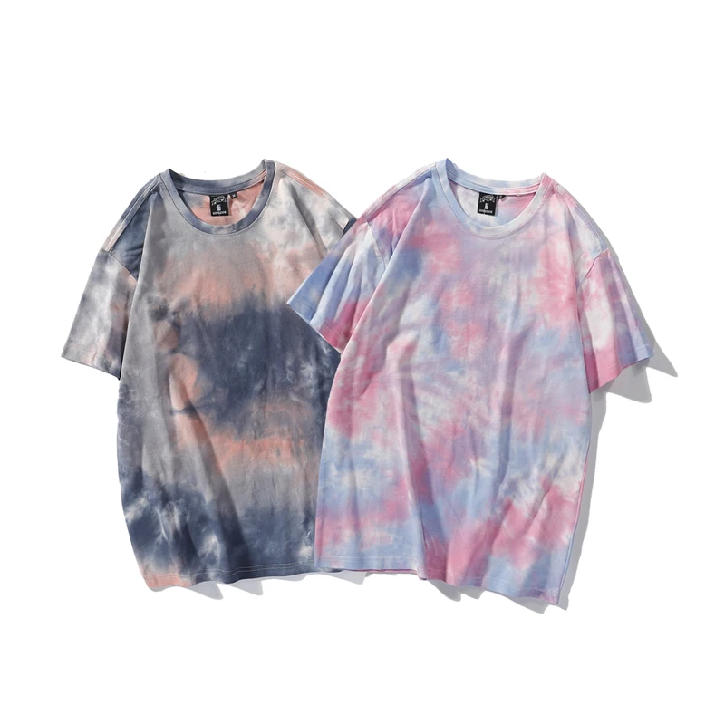 

Stock 2 Colors Short Sleeve Wholesale Oversized T Shirts Women Cotton And Polyester Tie Dye T-Shirt