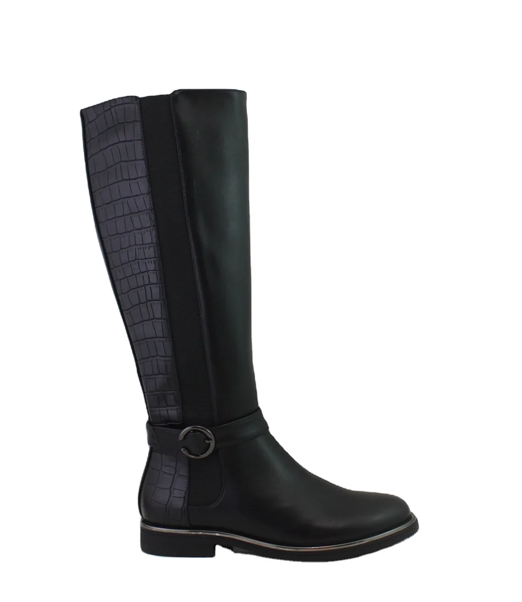 

Wholesale Customized Pu Women Shoes Black Thigh Knee High Leather Boots, Picture
