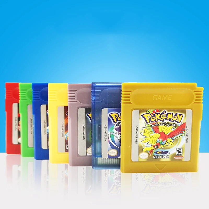

Blue Red Yellow Green Gold Silver Crystal Cartridge Game Cards For Pokemon Game Gameboy Color Advance SP GBC GBA SP