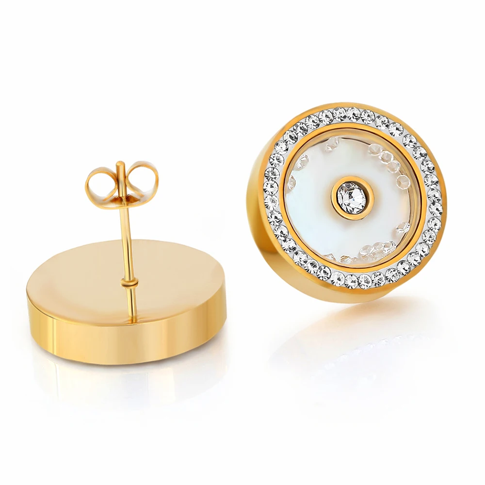 

18K Gold Plated Stud Earring with Crystal Sporty Style Tire Earring for Women