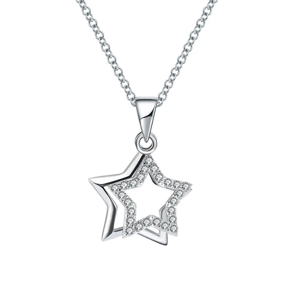 

RINNTIN SN82 Woman Accessories Jewelry 925 Sterling Silver Zircon Star Necklace