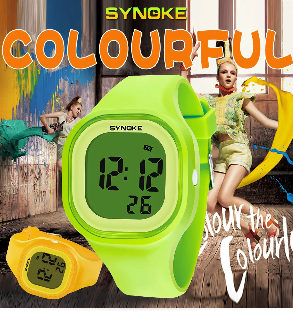 

SYNOKE Children's Digital Watch Girls Boy Watches Students Clock Colorful Silicone LED Digital Sport Wristwatches
