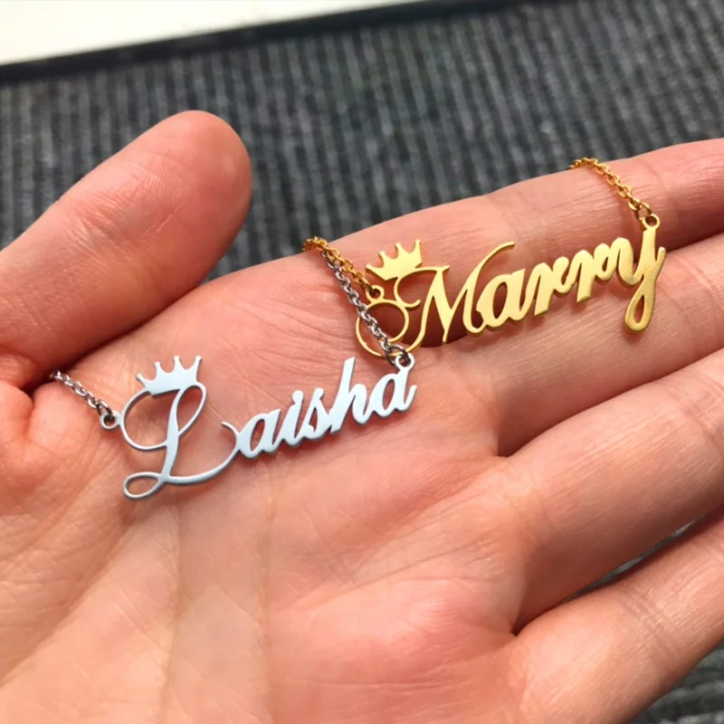 

2020 New Plate Jewelry Stainless Steel Custom Names Necklace, Gold
