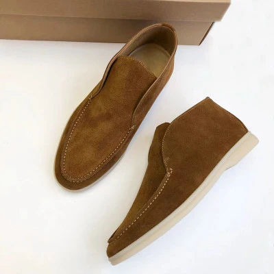 

Luxury designer shoes customized top cow genuine leather unisex slip on suede boat loafers casual shoes for men