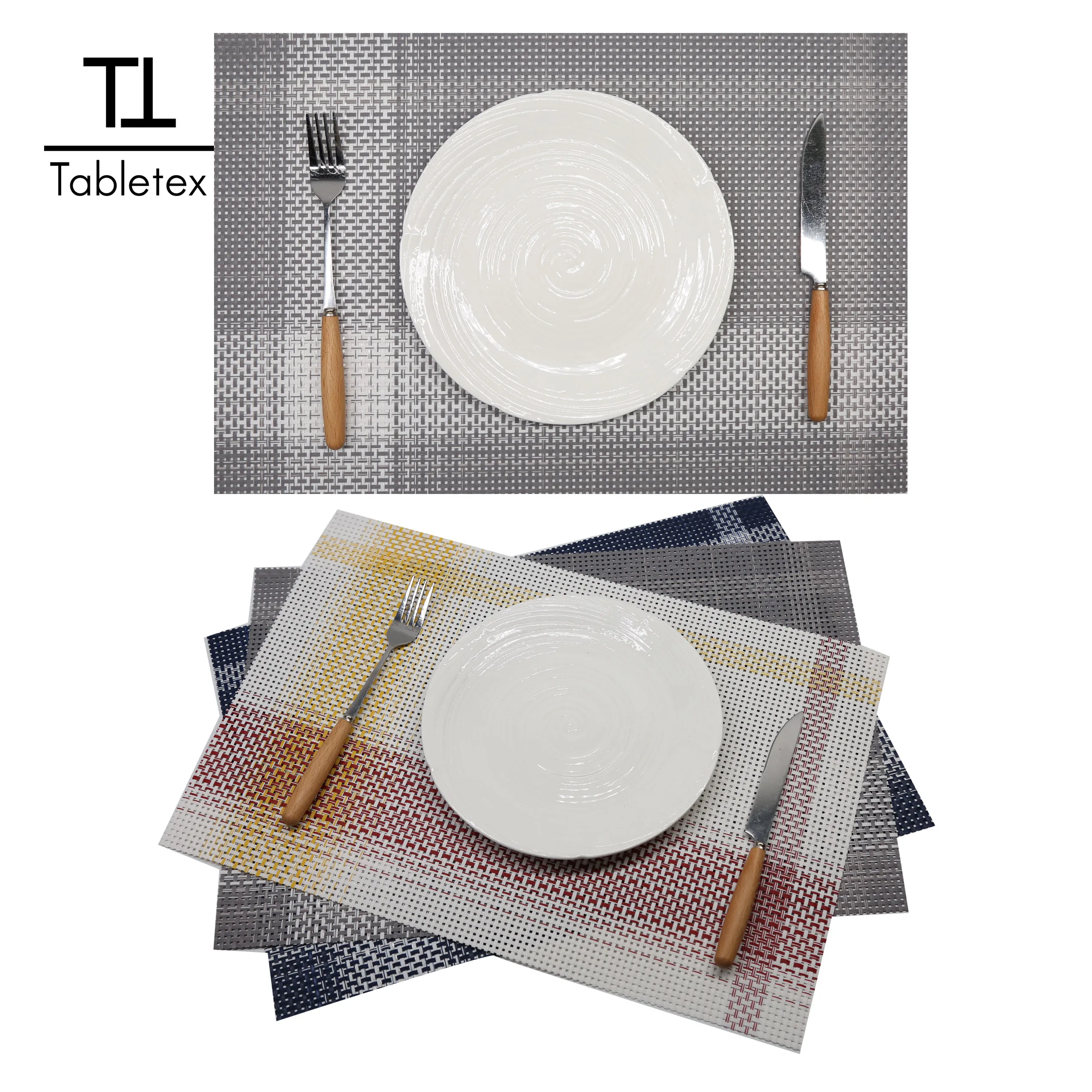 

Tabletex Dining Table Washable Woven Vinyl Placemat Non-Slip Heat Resistant Kitchen Table Mats Easy to Clean, Could be any color