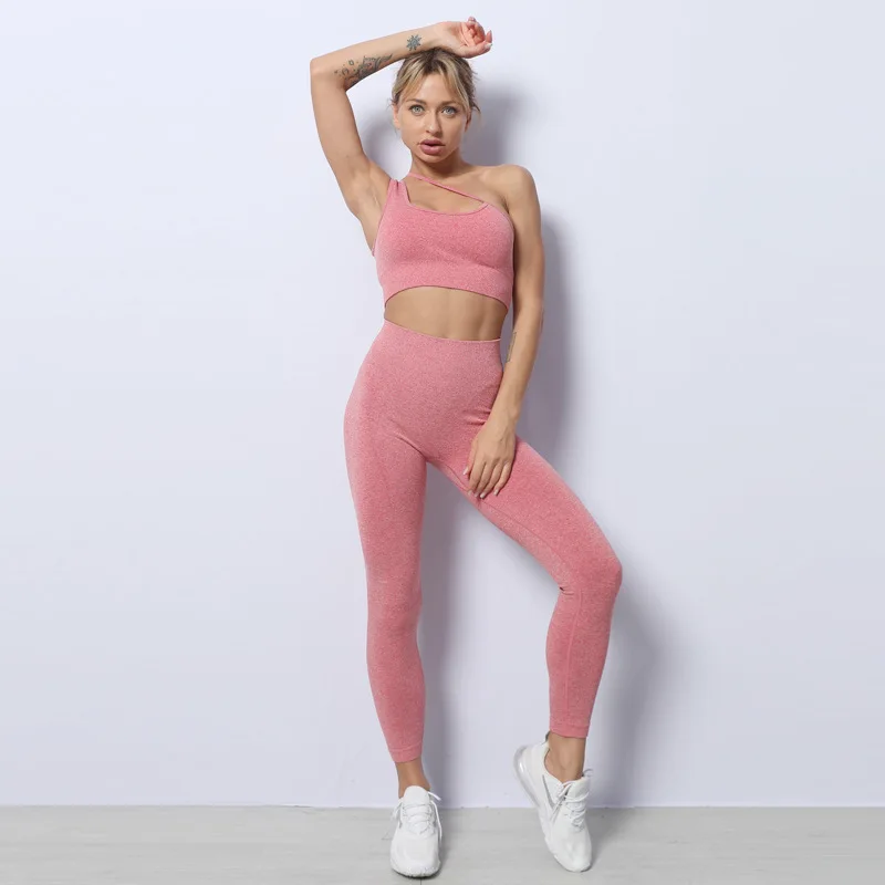 

New Arrival fitness active wear shorts sleeve legging ribbed ombre yoga set