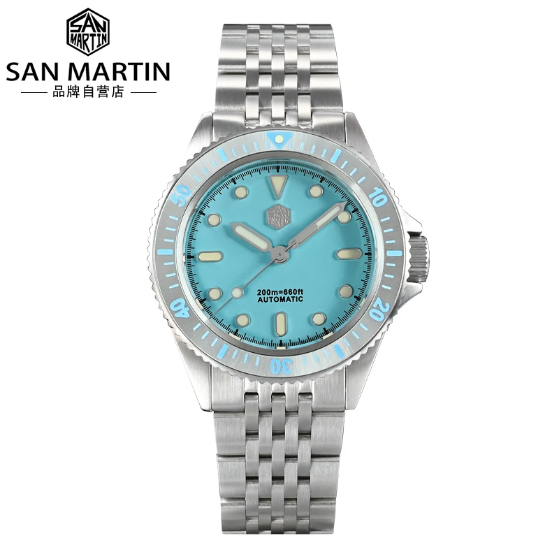 

San martin unique design 38mm 20atm Japan 8215 mechanical automatic 316 stainless steel diver dive full color watch man for sale