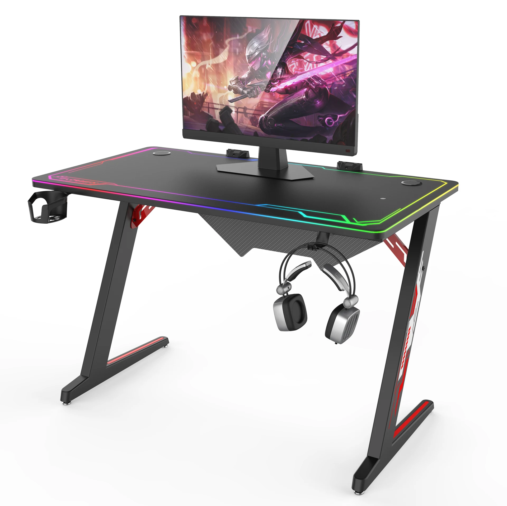 Nieuwste ontwerp LED gaming cafe tafel PC computer elektronische gaming bureau