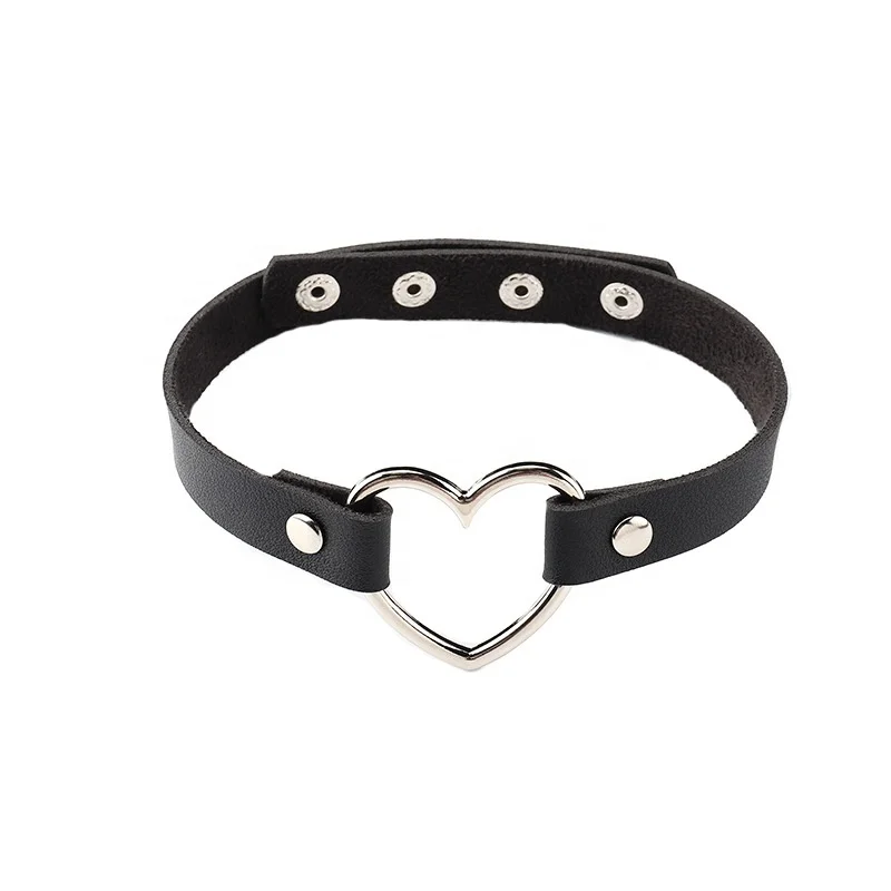 

Punk Style PU Leather Love Heart Necklace Fashion Sweet Retro Neck Ring, Colorful